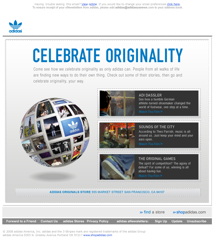 adidas Celebrate Originality Email